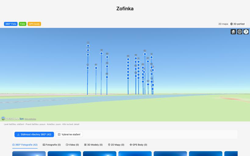 Aplikace 360map — 3D pohled s fotkami v reálné výšce nad terénem